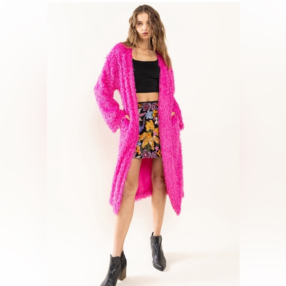 10 Boho Faux Fur Long Jacket - Picture 4 of 7